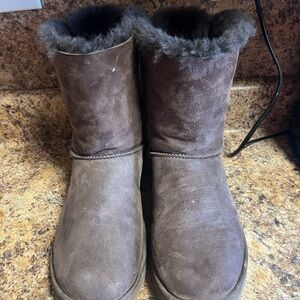 UGG Dark Brown bow Shearling Winter Boots